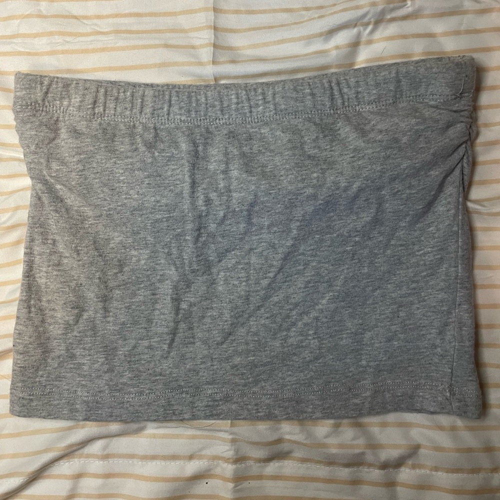 Plain gray tube top crop top